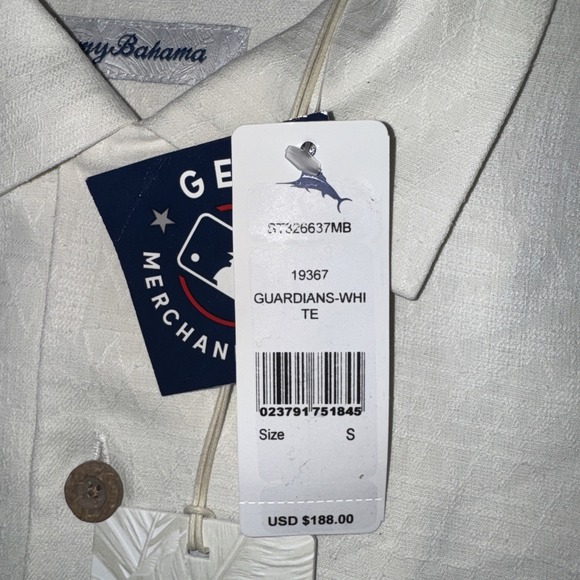 Cleveland Guardians Tommy Bahama 100% Silk Pitchers Paradiso Camp Shirt Sz S NEW - Picture 8 of 13